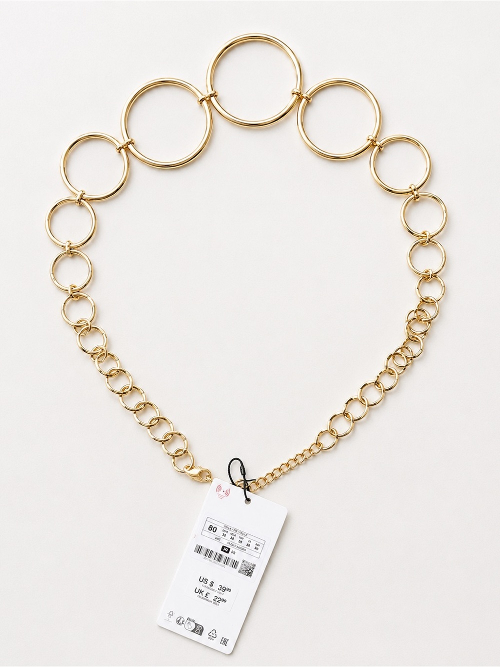 Zara Gold Open Circle Link Chain Belt